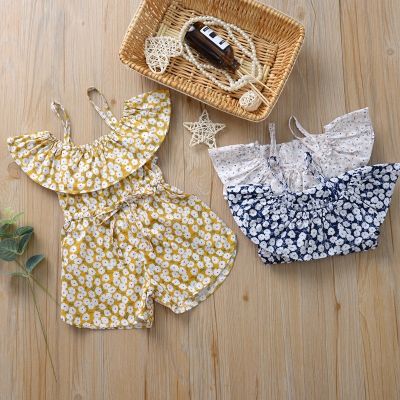 ✹ Macacão de bebê roupas da menina do macacão floral onesie criança sem mangas suspensórios bonito verão