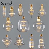 （roast chicken）หลอดไฟ LED ST64 E27 Non Dimmable Vintage Starry Sky โคมไฟ Led 3W 2200K ขวดหลอดไฟตกแต่งคริสต์มาสโคมไฟพลุ