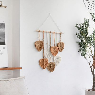 Leaf Macrame Wall Hanging Boho Room Home Decor Woven Aesthetic Wall Tapestry Home Room Wedding Decoration