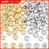 PING3693 200PCS โลหะสำหรับตกแต่ง ลูกปัด rondelle spacer กลมแบน สีทองและสแตนเลส เรียบเนียน ลูกปัดสแตนเลสสตีล งานฝีมือดีไอวาย กลมแบนราบ ลูกปัดกลมโลหะ การค้นพบการทำเครื่องประดับ