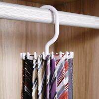 【♘COD Free Cas♘】 pupin149 มินิพลาสติก Tie Rack 20ผูก/เข็มขัด/ผ้าพันคอถือแขวนตะขอหมุนได้สีขาว Tie ผู้ถือที่จัดระเบียบงานซักรีด