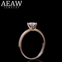 แหวนเพชรโมอิสสีขาว AEAW 0.3Ct ตัด Moissanite ประกาย4มม. แหวนเพชรสีขาวเงิน