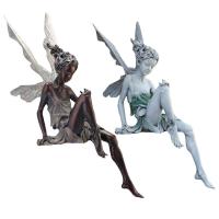 Sitting Fairy Figurine Resin Fairy Ornament for Desk Landscaping Yard Decoration Fairy Figures for Tabletop Bookshelf Fairy Garden Accessories steady