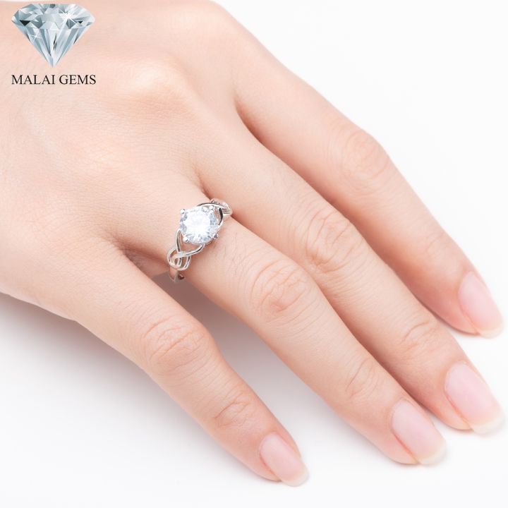 malai-gems-แหวนเพชร-เงินแท้-silver-925-เพชรสวิส-cz-เคลือบทองคำขาว-รุ่น-291-rk0057-แถมกล่อง-ต่างหูczแหวนเงินแท้