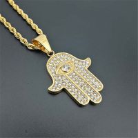 Hamsa Hand of Fatima Necklace Pendant &amp; Chain For Men Womens Gold Color Stainless Steel Palm Necklaces Turkish Jewelry Gift Fashion Chain Necklaces