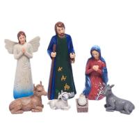 Holy Family Statue Christmas Figurines Nativity Scene Resin Nativity Sets 7Pcs Sculpted Hand-Painted Nativity Figurine for Indoor Home Display Tabletop fashion