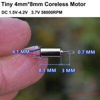 Tiny 4mm*8mm DC Coreless Motor 1.5V-4.2V 3.7V High Speed 58000RPM Micro Ultra-Mini Motor Lightweight Engine DIY Drone Helicopter