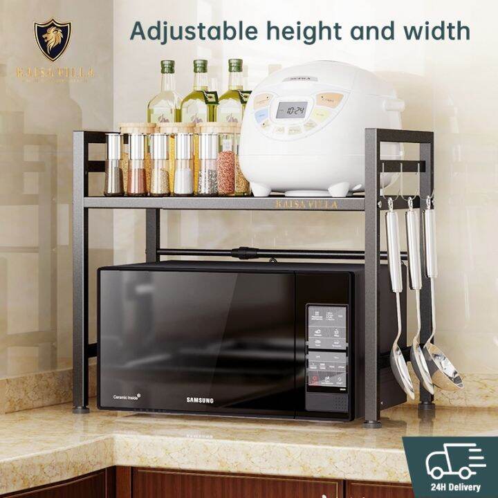 Kaisa Villa Stainless Steel Kitchen Rack Expandable Microwave Storage
