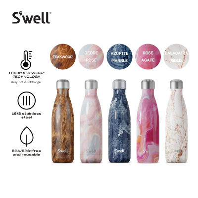 Swell 18/8 Stainless Steel Triple Layered Bottle with Therma-S’well Technology - Core Collection 500ml (17oz) / 750ml (25oz) ขวดน้ำมีลวดลาย