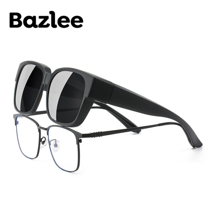 bazlee-แว่นกันแดดโพลาไรซ์ทรงพอดีตัวสำหรับผู้ชายและผู้หญิง-แว่นตากระจกทรงสี่เหลี่ยม-oculos-กลางแจ้ง