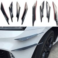 4pcs Universal Car Front Bumper Lip Rubber Fin Splitter Body Spoiler Canards Spoiler Car Tuning Canard Decor Black Carbon Fiber Cables