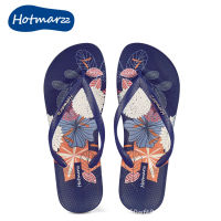 รองเท้าแตะ Hotmarzz Wanita Mencetak Sandal Musim Panas Pantai Sepatu ลื่น Sandal Jepit Sandal Kasual HM0764