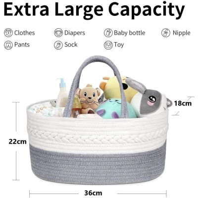 Baby Diaper Caddy 3-Compartment Infant Nursery Storage Portable Organizer Newborn Gift for Diapers &amp; (Grey Star)