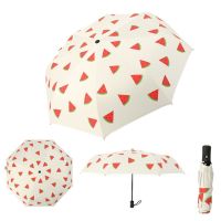 【CW】 Three Folding Automatic Foldable Fruit Umbrella Peach Watermelon Design for Women Girl Outdoor Traveling Anti UV Sunny and Rainy