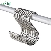 LeKing 10Pcs/set Stainless Steel Round S Shaped Hooks House Kitchen Pot Pan Hanger Clothes Storage Rack Tool Clothes Hangers Pegs