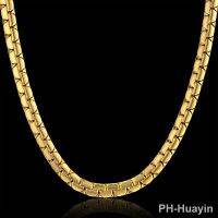 【YF】 Dropshipping Hip Hop Chain 6mm Gold Color Stainless Steel Necklace Male Wholesale Flat Box Link Womens Mens 20  23  26