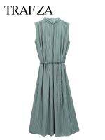 [hot]❡✓  TRAFZA Dresses 2023 Woman Sleeveless Pleated