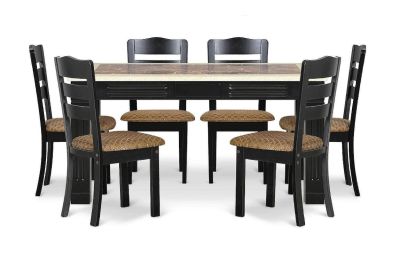 ชุดโต๊ะอาหาร OPEN+BRAVE  90 Cm // MODEL : DS--M601W45-FTK ดีไซน์สวยหรู สไตล์เกาหลี โต๊ะหน้าหินอ่อน 6 ที่นั่ง สินค้ายอดนิยมขายดี แข็งแรงทนทาน