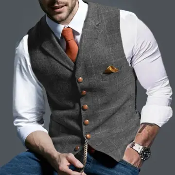 Mens gray clearance tweed vest