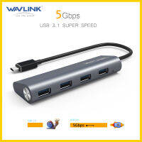 Wavlink USB 3.1 Type C ถึง4พอร์ต USB 3.0 Hub ถ่ายโอนข้อมูลได้ถึง5 Gbps อลูมิเนียมร่างกายอเนกประสงค์ฐานการป้องกันหลายแบบพกพาการออกแบบไม่จำเป็นต้องใช้ไดรเวอร์ทำงานร่วมกับ PC, Macbook, Chromebook Pixel,เป็นต้น.