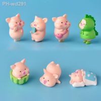 7pcs/set Cute Pig Animal Doll Toy Model Statue Figurines Ornament Miniatures Home Room Decoration декор для дома