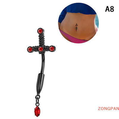 ZONGPAN เครื่องประดับจิวเวอรี่สะดือรูปงูโกธิคแหวนคริสตัลจี้เพทายแดงสำหรับเป็นของขวัญ