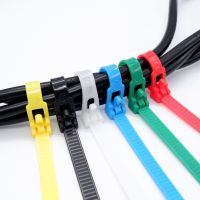 25pcs Plastic Reusable Cable Zip Ties Releasable Nylon Fixed Binding Color Black And White Disassembly Reuse May Loose Slipknot Cable Management