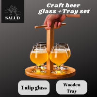 (4ใบ+ถาดไม้) แก้วทิวลิป แก้วเบียร์ คราฟเบียร์ แก้วเบียร์คราฟ Craft Beer Glasses Mug แก้ว แก้วมัค แก้วเบียร์สด แก้วเบียร์วุ้น เหยือกเบียร์ Tulip glass