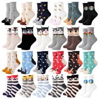 （A Beautiful） ถุงเท้าผู้หญิง NewCute CartoonCat Stings Socks Cotton FashionSocks