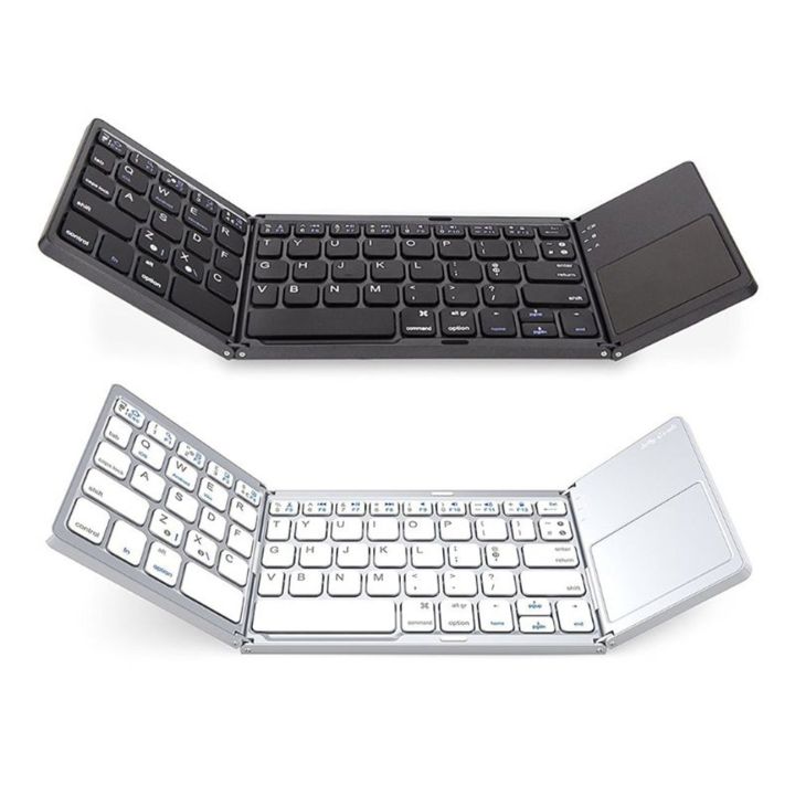 ขายดีที่สุด-mini-foldable-touch-mouse-keyboard-คีย์บอร์ดไร้สายสามพับพร้อมทัชแพด