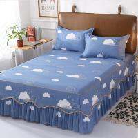 New Korean Home Bedroom Simplicity Wedding Bedding Set 1 Bed Skirt+2 Pillowcas Non-SlipBedspread Cover KingQueen Size J8338