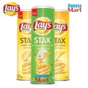 Bộ 3 Hộp Bánh Snack Khoai Tây Lay s Stax Malaysia 160g gồm 2 Vị Tự Nhiên và 1 Vị Kem Chua Hành
