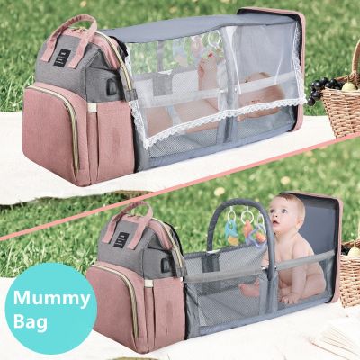 hot！【DT】♈○  Multifunctional Folding Crib Bed Large-capacity Baby Female Outting