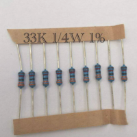 Resistor 33K 1/4W 1% 33กิโลโอห์ม 1/4วัตต์ ค่าความผิดพลาด +-5% ตัวต้านทาน วงจรอิเล็กทรอนิกส์