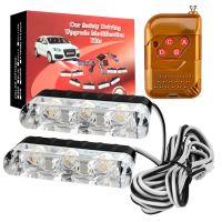 1 Set 2x3 LED Car Strobe Warning Light With Wireless Remote Control Red And Blue Police Light 12V Ambulance Flashing Lights