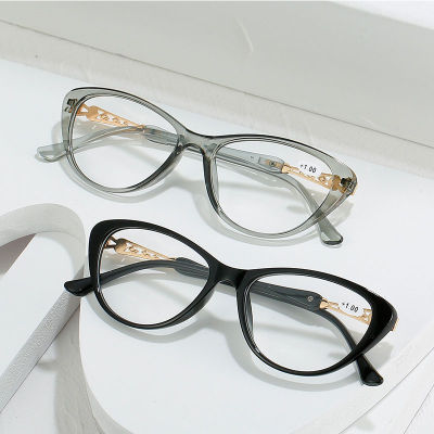 แว่นตาอ่านหนังสือสำหรับผู้หญิง,กรอบแว่นตาดีไซน์พิเศษแว่นสายตายาวเลนส์หักเหแสง Plus + 100ถึง + 400