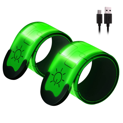 2 Pack USB Rechargeable Reflective Armbands,High Visibility Light Up Band for Runners,Bikers,Walkers,Pet Owners