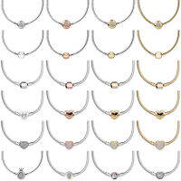 Original New S925 Sparkling Crown O Pave Heart Poetic Blooms Clasp Snake Chain Necklace For Popular Bead Charm DIY Jewelry