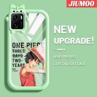 JIUMOO เคสสำหรับ VIVO Y15s Y15a Y01การ์ตูนลวดลายลูฟี่สีสันสดใสน่ารักสัตว์ประหลาดน้อยเลนส์กล้องถ่ายรูปแบบนิ่มซิลิโคนโปร่งใสเคสป้องกันกันกระแทกแบบใสง่าย