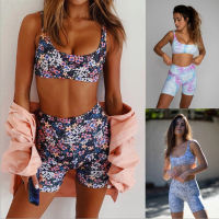 Summer Shorts Set Woman 2 piece Suit Womens Tracksuit Gym Fitness Yoga Suit Sports Bra Crop Top Cycling Shorts Workout Swimsuit