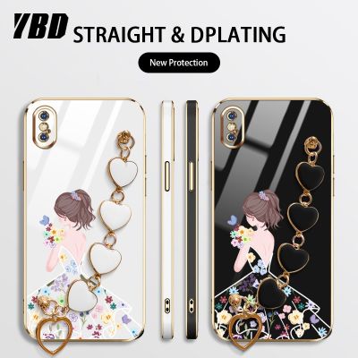 YBDเคสดีไซน์ใหม่ข้ากันได้กับ iPhone X XS XS XR เคสโทรศัพท์สร้อยข้อมือเคสกันกระแทกพิมพ์ลายแฟชันผู้หญิงหรูหรา