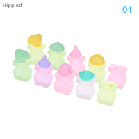 Hippied? 10ชิ้นการ์ตูนสัตว์เรืองแสงเรซิ่นเสน่ห์สำหรับการทำเครื่องประดับ Kawaii หมีเป็ดสุนัข DIY