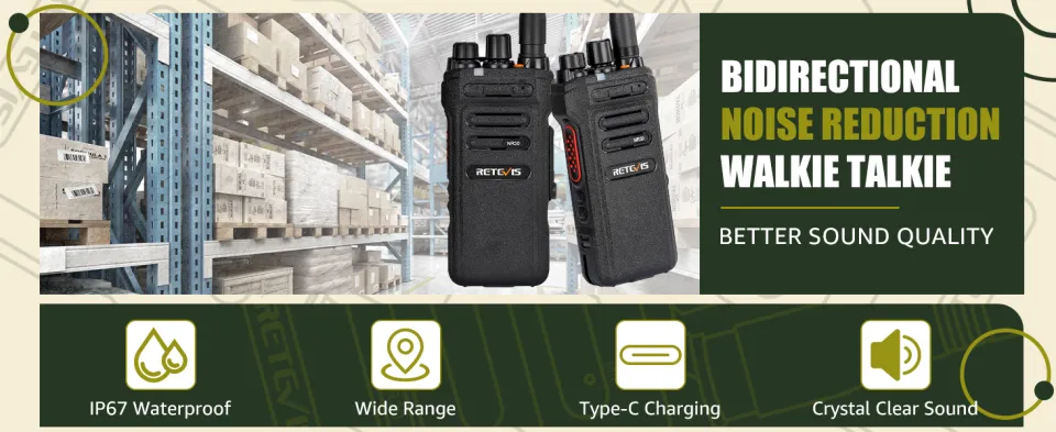 Retevis NR630 10W Walkie Talkies IP67 Waterproof Long Range Two Way Radio  Type-C Charger 2800mAh Long standby time Using in Commercial Construction  Lazada