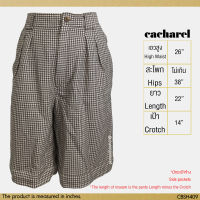 USED Cacharel - Brown Houndstooth Shorts | กางเกงขาสั้นสีน้ำตาล สีครีม เอวสูง กางเกงขาสามส่วน ลายชิโนริ วินเทจ สายฝอ แท้ มือสอง