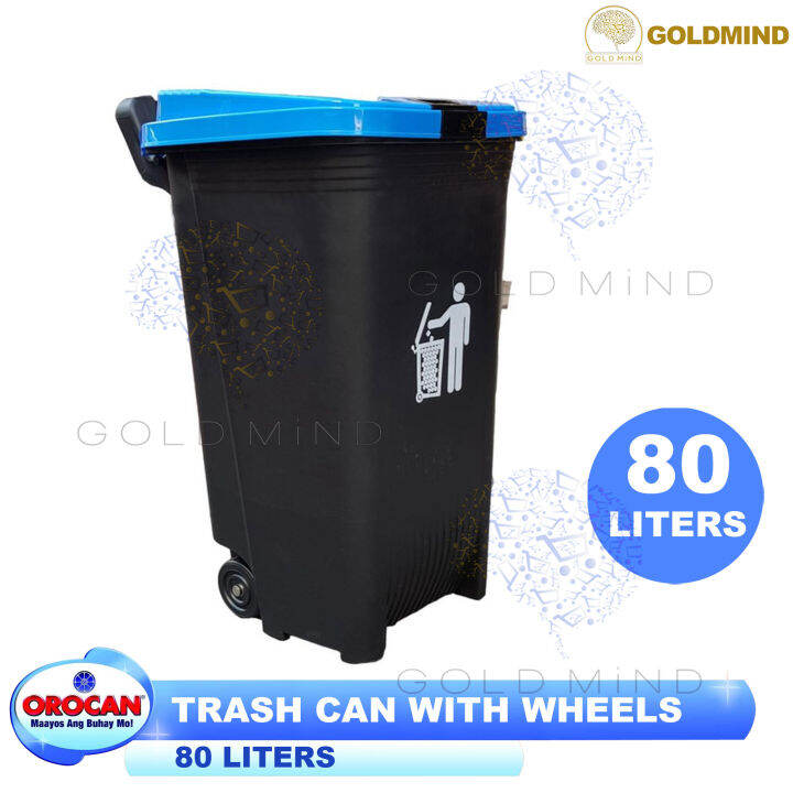 Orocan Trash Can 80L with Wheels Garbage Can Malaking Basurahan High