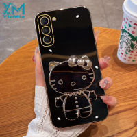 YiaMia แฟชั่นเคสโทรศัพท์สำหรับ Samsung Galaxy S8 S8 Plus S9 S9 Plus S10 S10 Plus S23 S23 Plus S23 Ultra ตัวชุบโลหะหรูหราแฟชั่น KT แมวกระจกเงาโต๊ะเครื่องแป้งวงเล็บโทรศัพท์