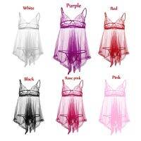 Womens Breathable Deep V Neck Open Lace Nightdress