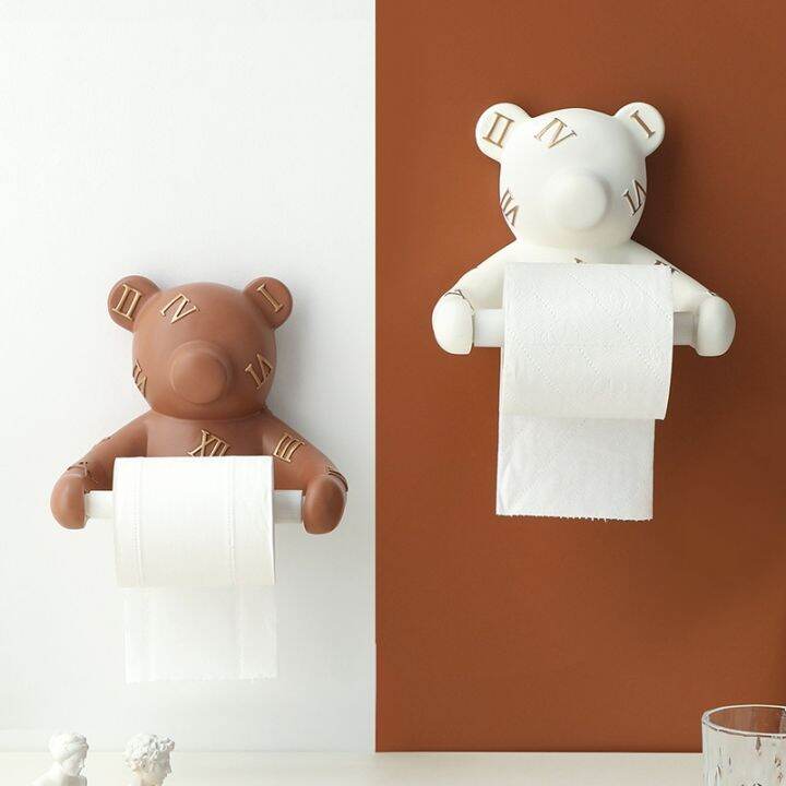 little-bear-wall-hanging-roll-paper-towel-rack-no-hole-bathroom-storage-rack-toilet-toilet-paper-rack