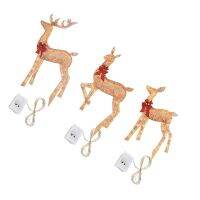 Outdoor Christmas Reindeer Decor Festive Illuminated Deer with Red Bows