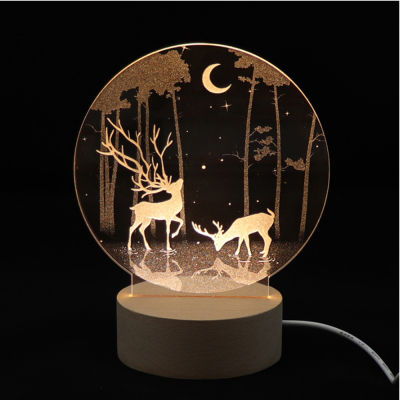 New Acrylic Bedroom 3D Night light Decorate Dandelion Bedside lamp Decorate For Children Kids Christmas Wooden Birthday gift